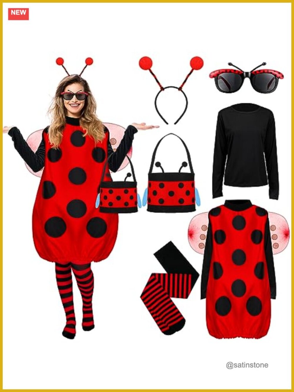 Ladybug Costume Set Halloween Women Accessories Adult Cosplay Kit